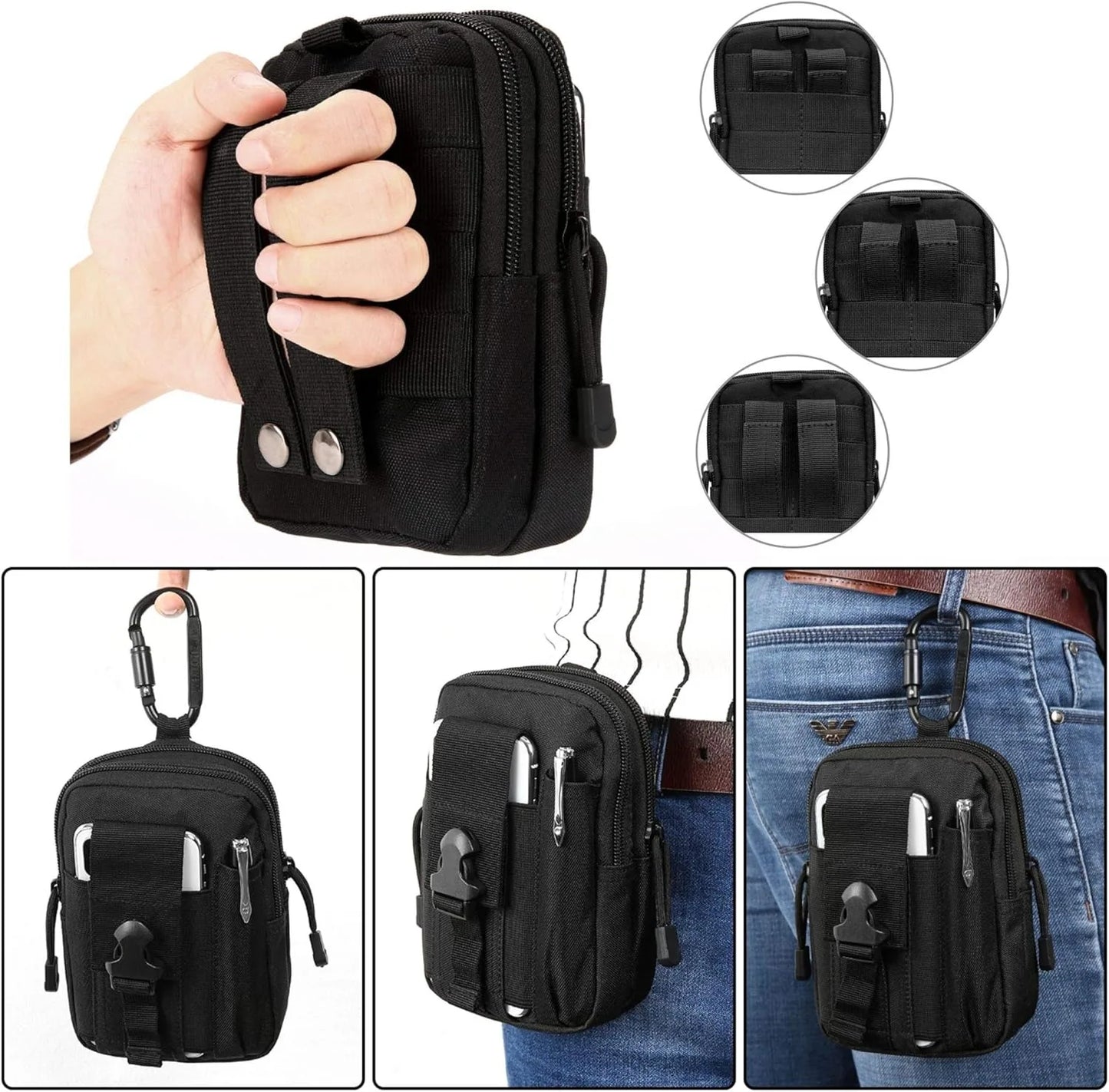 Waist Phone Leather Case Waist Belt Bag Universal Outdoor Smartphone Tool Leather Case Pocket for Travel Hiking  Mountaineering