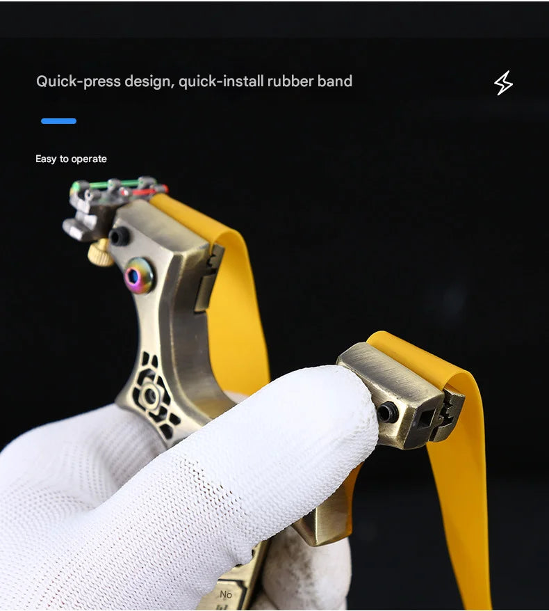 Powerful Alloy Slingshot Outdoor Hunting and Shooting Catapult High Precision Practical Quick Pressure Rubber Band Sligshot