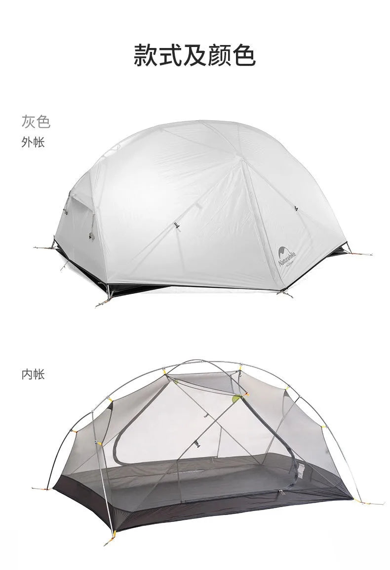 Naturehike-Mongar 2 Tent, Ultralight Double-Person Tent, Professional Outdoor Camping, Mountaineering, Windproof and Rainproof