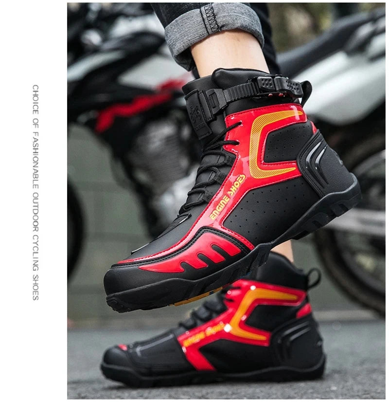 Men Motorcycle Boots Breathable Anti-fall Riders Motorbike Shoes TPU Protection Anti Slip Men's Motocross Bike Riding Boot