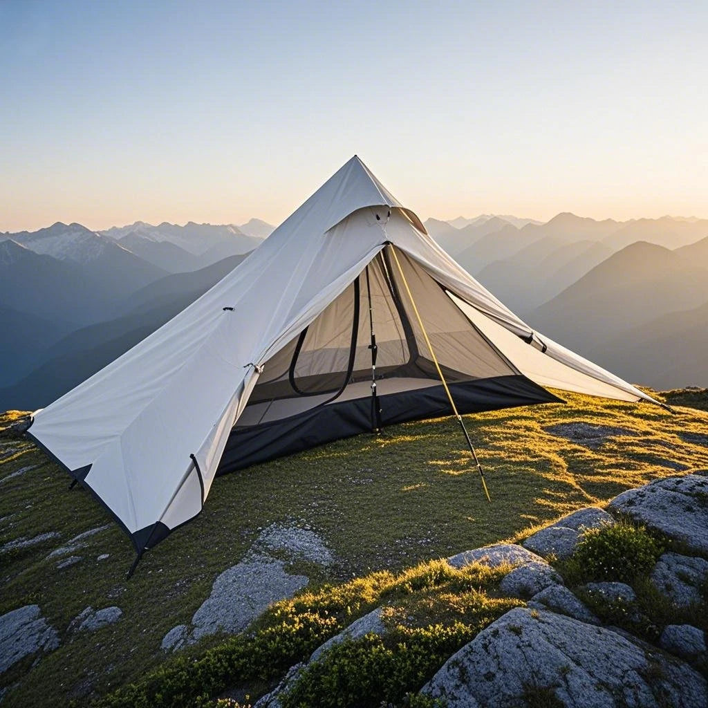 1-Person Ultralight Trekking Pole Tent - Pyramid Design, Waterproof PU4000, 2-Layer Mesh for Backpacking/Hiking, Without Pole