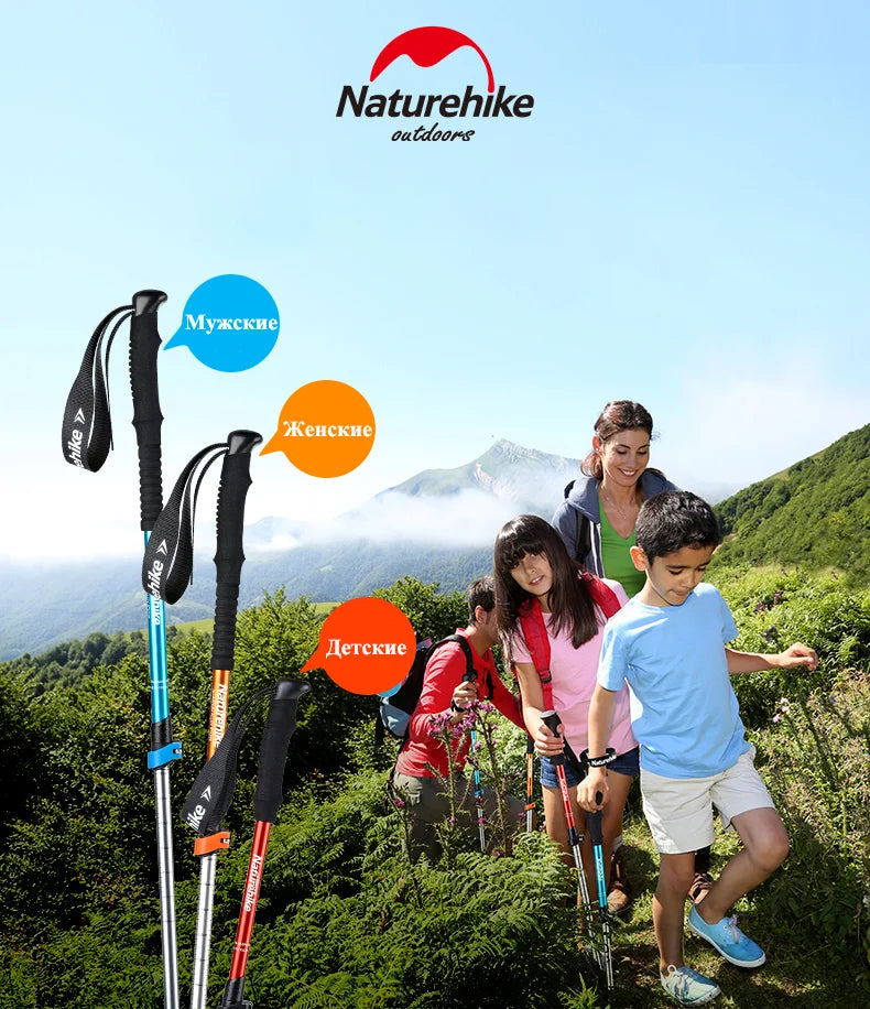 Naturehike ST01 Walking Sticks Ultralight Children Adult Telescopic Aluminum Alloy Trekking Pole Outdoor Camping Climbing Hiking