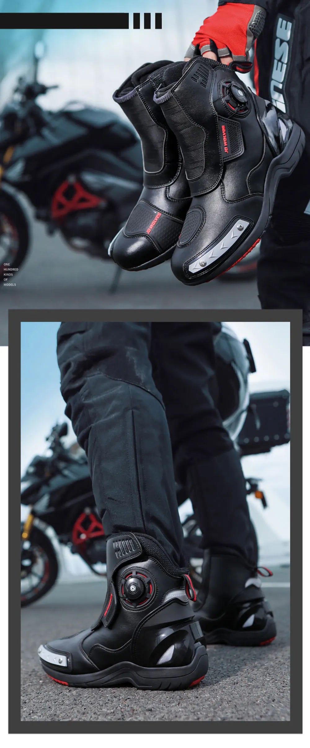 Fashion Men's Motorcycle Boots Waterproof Anti-Slip Motorbike Boots Man Motos Riding Shoes TPU Anti-collision Motocross Boot