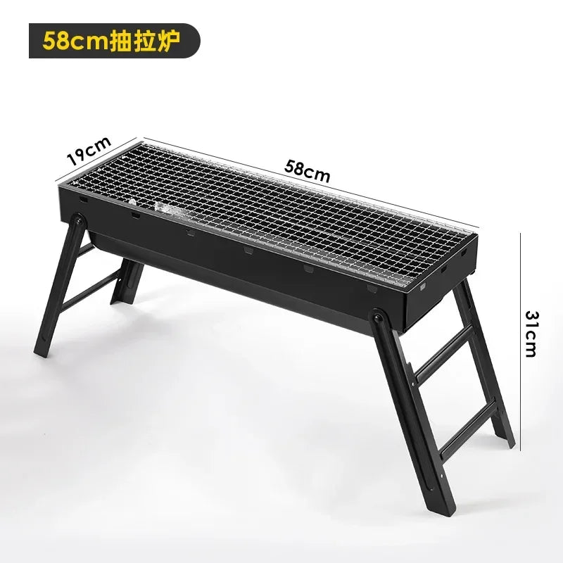 Collapsible BBQ Grill Outdoor Portable Charcoal Fire Pit Full Set no Smoke Carbon Roast Meat for Home