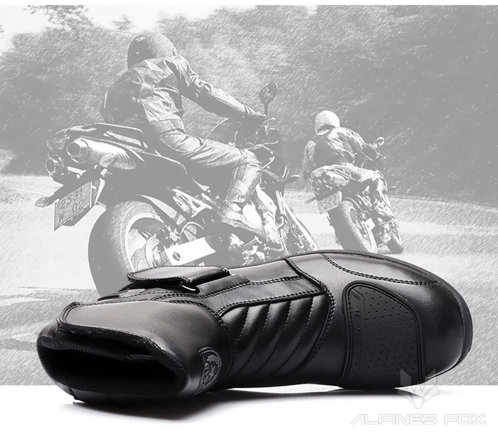 Motorcycle Leather Shoes Moto Boots Racing Bottes Motocross Boots PU Fabric Rubber Sole Wear-resistant Anti-collision Easy Wear