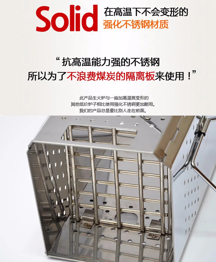 Portable Charcoal Starter Stainless Steel Outdoor Barbecue Grill Fire Starter Folding Carbon Stove BBQ Grill Heating Stove