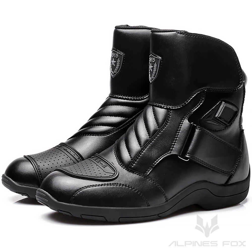 Motorcycle Leather Shoes Moto Boots Racing Bottes Motocross Boots PU Fabric Rubber Sole Wear-resistant Anti-collision Easy Wear