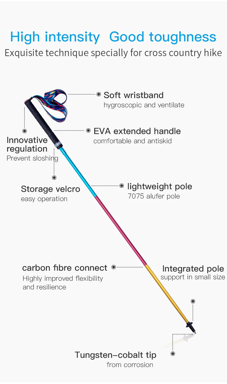 Trekking Poles Folding, Lightweight, Aluminum Hiking Poles,120cm Ultralight For Walking Running Sticks