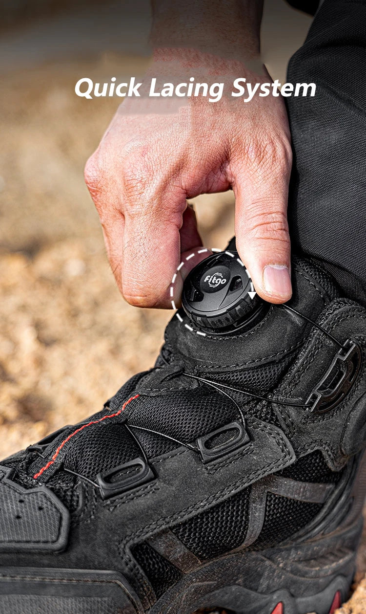 FEHER MQZ Series Motorcycle Boots Breathable Lightweight Non-slip Rotating Lace Up System Hiking Shoes for Riding and Climbing