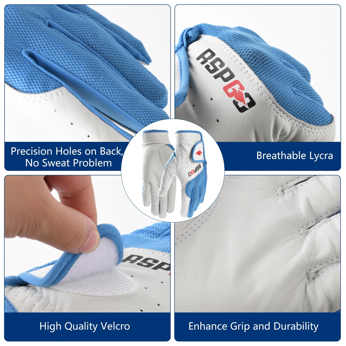 RSPGO Men's and Women's Single Pack Left - Handed Breathable Golf Gloves Crafted from All - Premium Soft Cabretta Leather