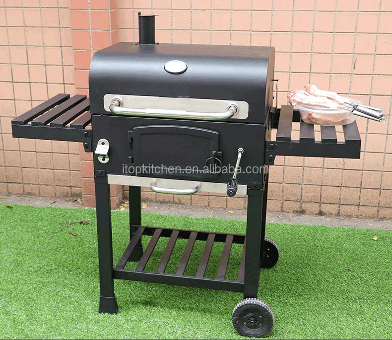IT-7010 Outdoor Commercial Charcoal Rotisserie Rotating BBQ Grill Cast Iron Barbecue Bbq Charcoal Smokers Grill