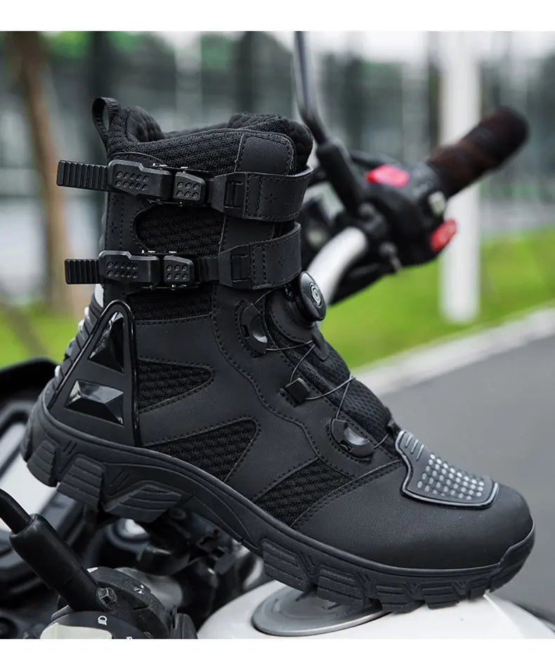 Motorcycle Boots Men's Mid-Calf Motocross Races Protective Boots Outdoor Breathable Non Slip Motos Sports Shoes 1128