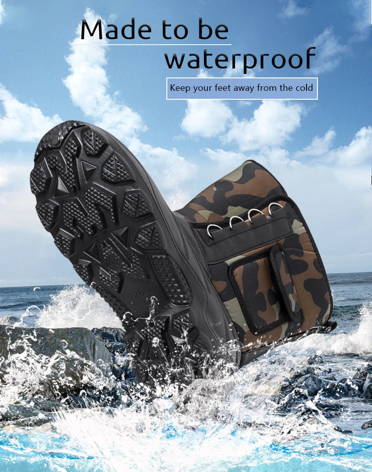 Winter Men's Waterproof Sneakers 2025 Outdoor Snow Boots for Men Thickened Warm Fishing Non-slip Hiking Boots Male Plus Size 46