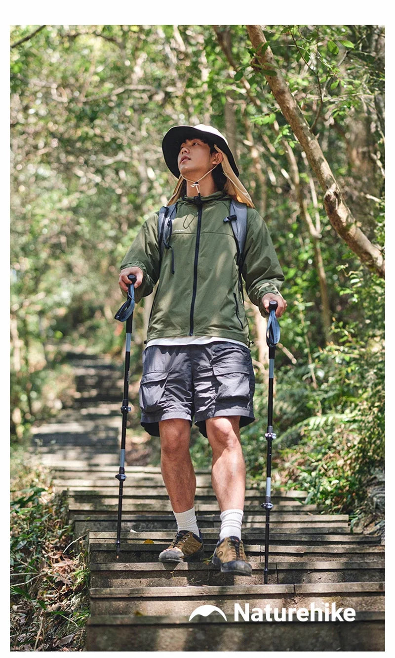 Naturehike Folding Trekking Pole Foldable Walking Stick for Walk Climbing Retractable 3 Sections Telescopic 6061 Aluminum Alloy