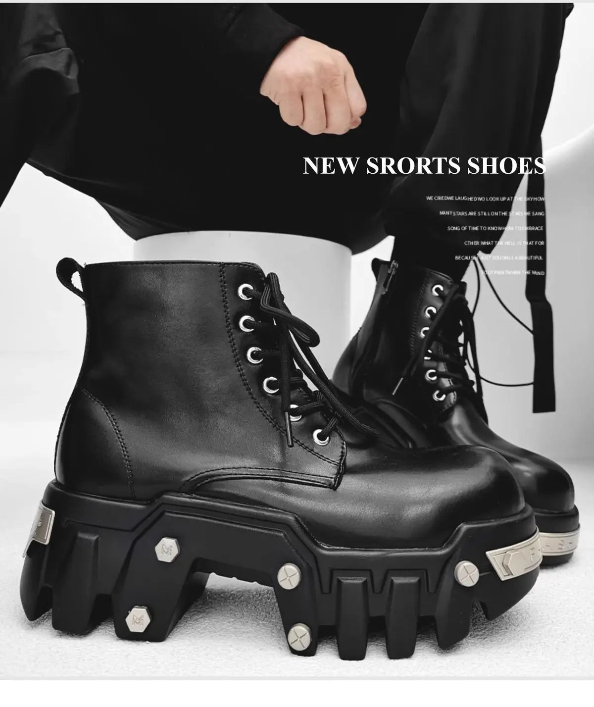 2025 New Trendy Heightening 8cm Bulldozer Men's Handsome British Style Platform Motorcycle Short Boots