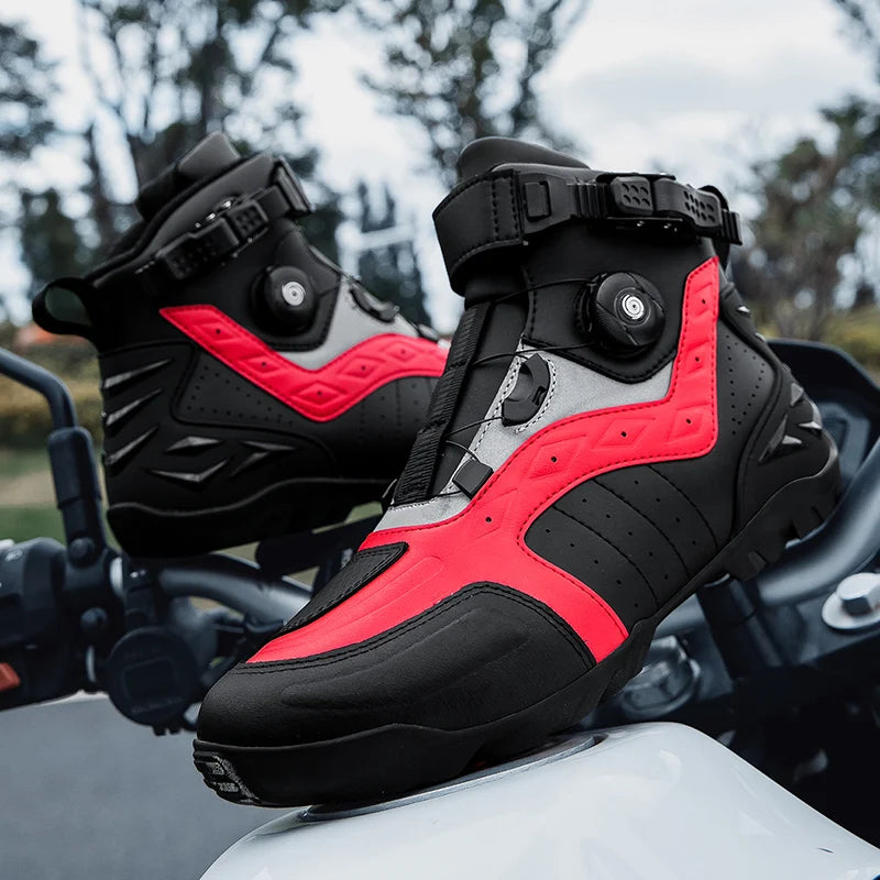 Waterproof Motorcycle Boots Man Wear-Resistant Motocross Boot Breathable Women Motorcycle Anti-Slip Motorcycle Shoes Anti-Fall