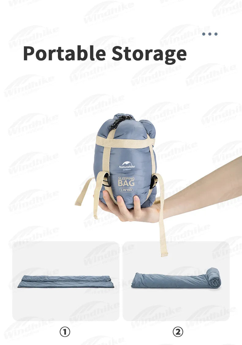 Naturehike LW180 Sleeping Bag Ultralight Summer Cotton Quilt Outdoor Camping Hiking for Single Splicing Envelope Sleeping Bag