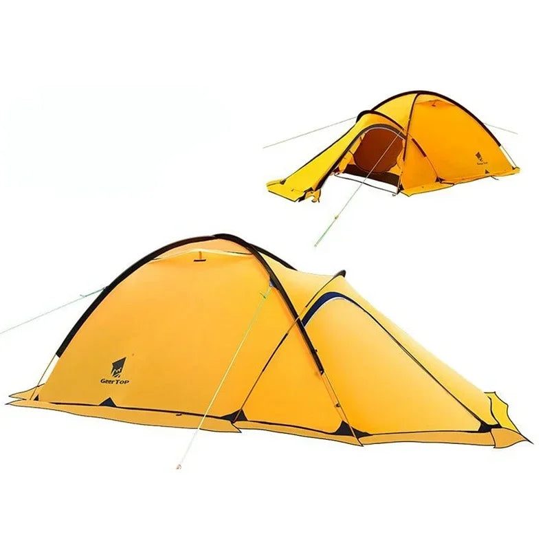 2 Person 4Season 20D Silicon Coated Tent Aluminum Rod Outdoor Camping 1Hall 1Room Rainproof with Snow Skirt Hiking Cycling Tour