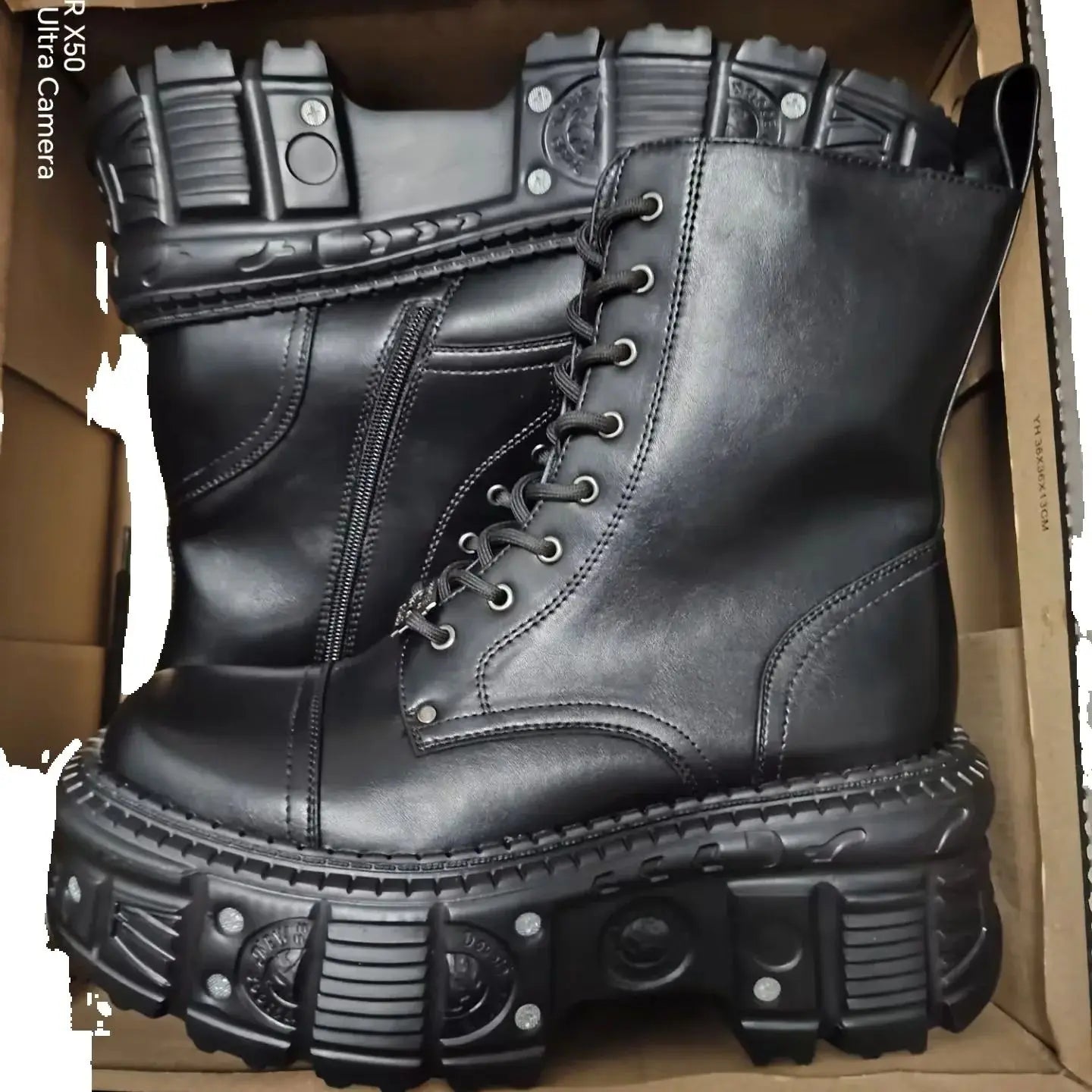 Women Omet Dark Motorcycle Heavy Metal Platform Cross-border Boots 2024 Spring New Female Punk Small Leather Men Shoes