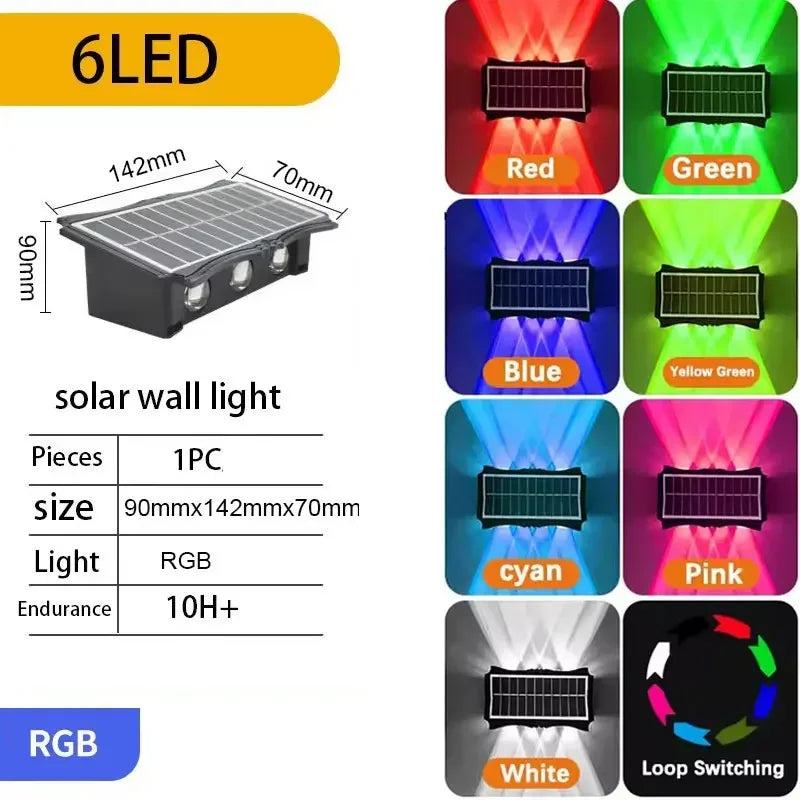 Solar Wall Lamp 4/6/8 Led Outdoor Solar Led Light Waterproof Up And Down Luminous Lighting Balcony Yard Garden Decoration Lights