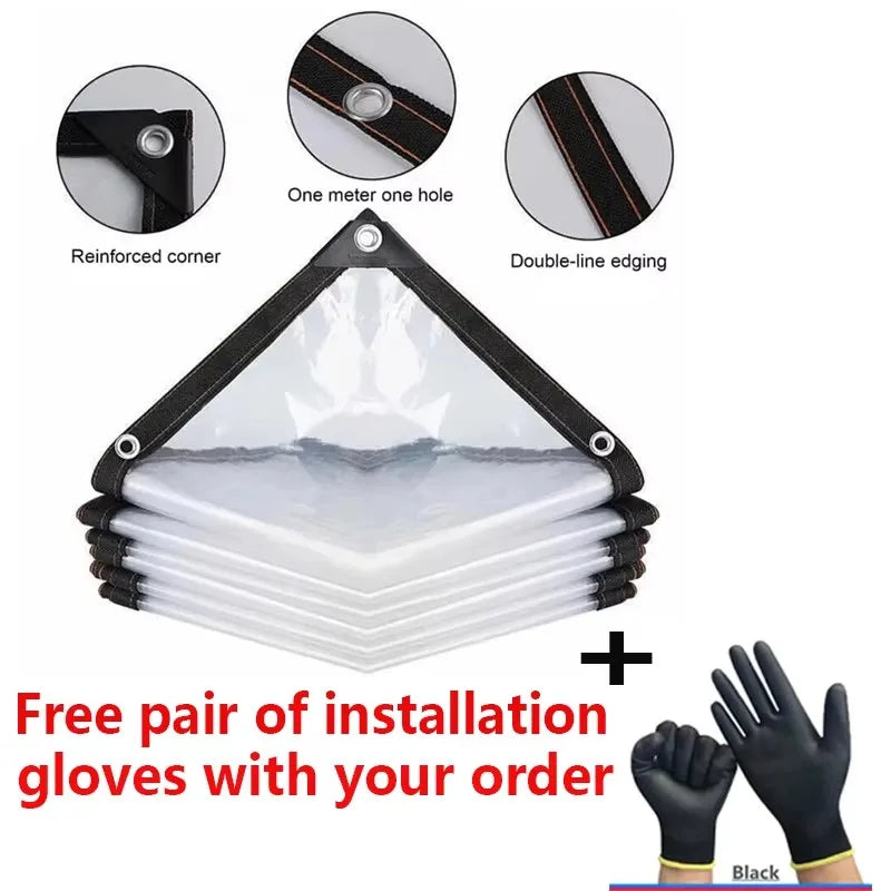 2x3m Transparent Plastic Gardening Shelter Film Waterproof Tarp Cloth for Terrace Succulents Insulation Tent Balcony Awnings