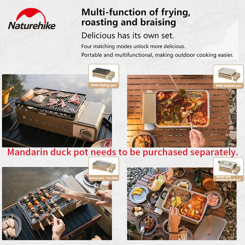 Naturehike Camping Gas Stove Burner 2300W Strong Fire Cooking Furnace Outdoor Picnic Barbecue Fry Grill Boil Pot Pan Portable