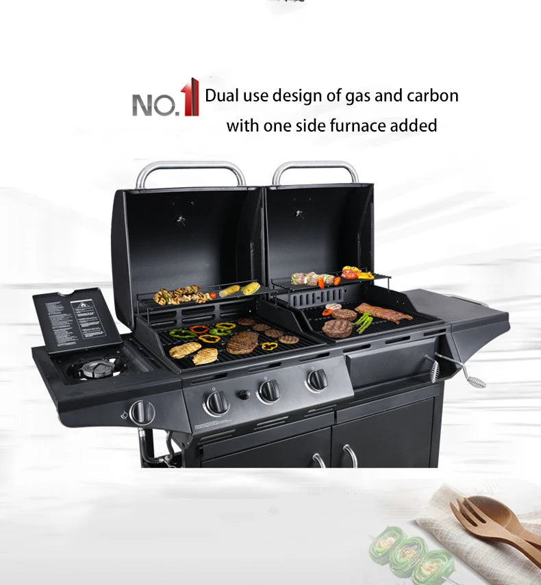 Homemade High Standard Stainless Steel Outdoor Garden High End Auto Ignition 3 Burners Gas Bbq Grill Barbecue BBQ