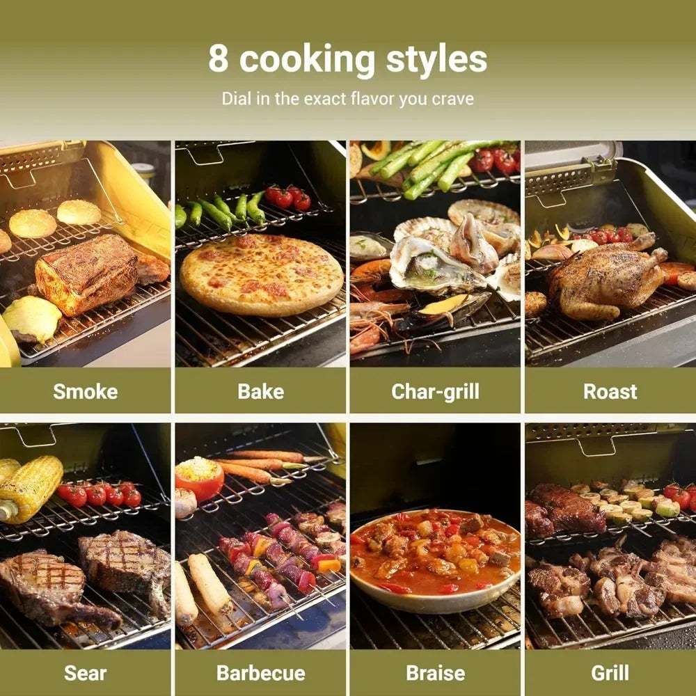 Green Portable Pellet Grill, Camping Stove, Battery-Powered Lightweight Compact Pellet Smoker