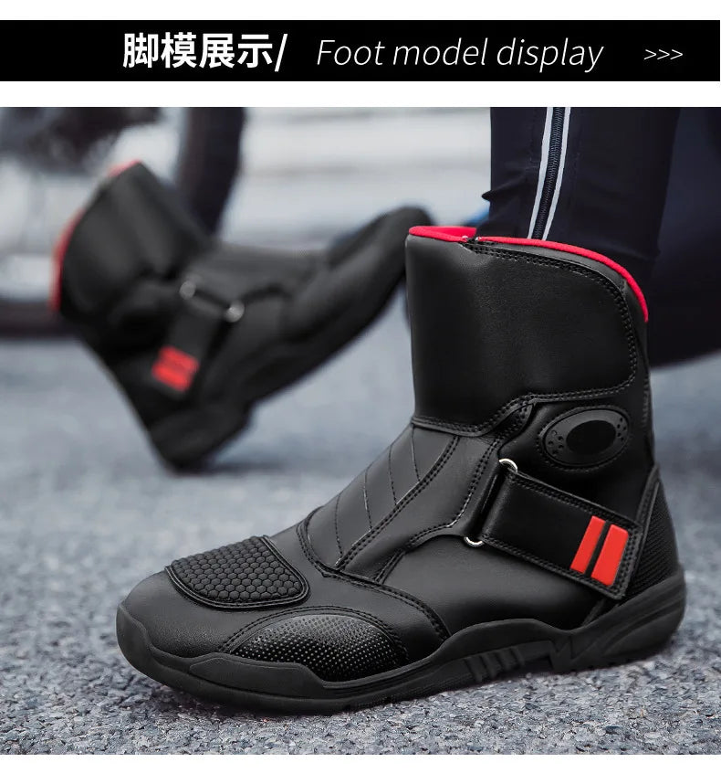 Motorcycle Boots Waterproof Leather Motorbike Protective Boots Motocross Riders Gear Men Women Moto Cycling Shoes Non-slip