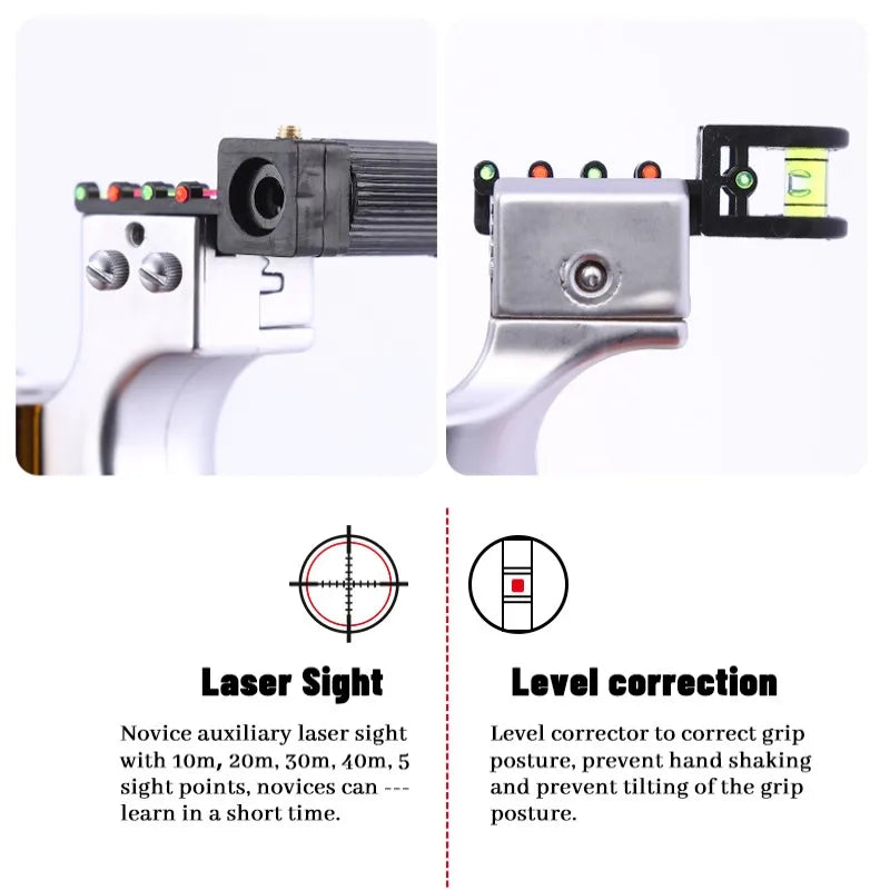 Powerful New Laser Slingshot Upgrade Outdoor Shooting Catapult Double Screw Quick Pressure Rubber Band Toy Hunting Tools Outdoor