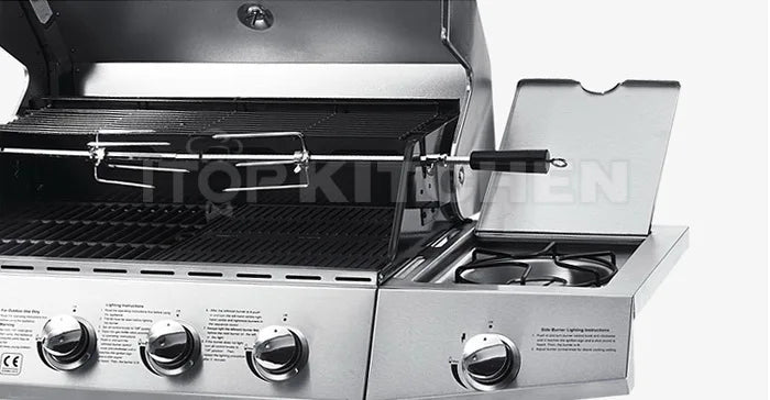 6 burner Gas BBQ Stainless Steel Grill Bbq Cyprus Outdoor Kitchen Garden Gas Barbecue Grill Villa Party Bbq Grill Trolley