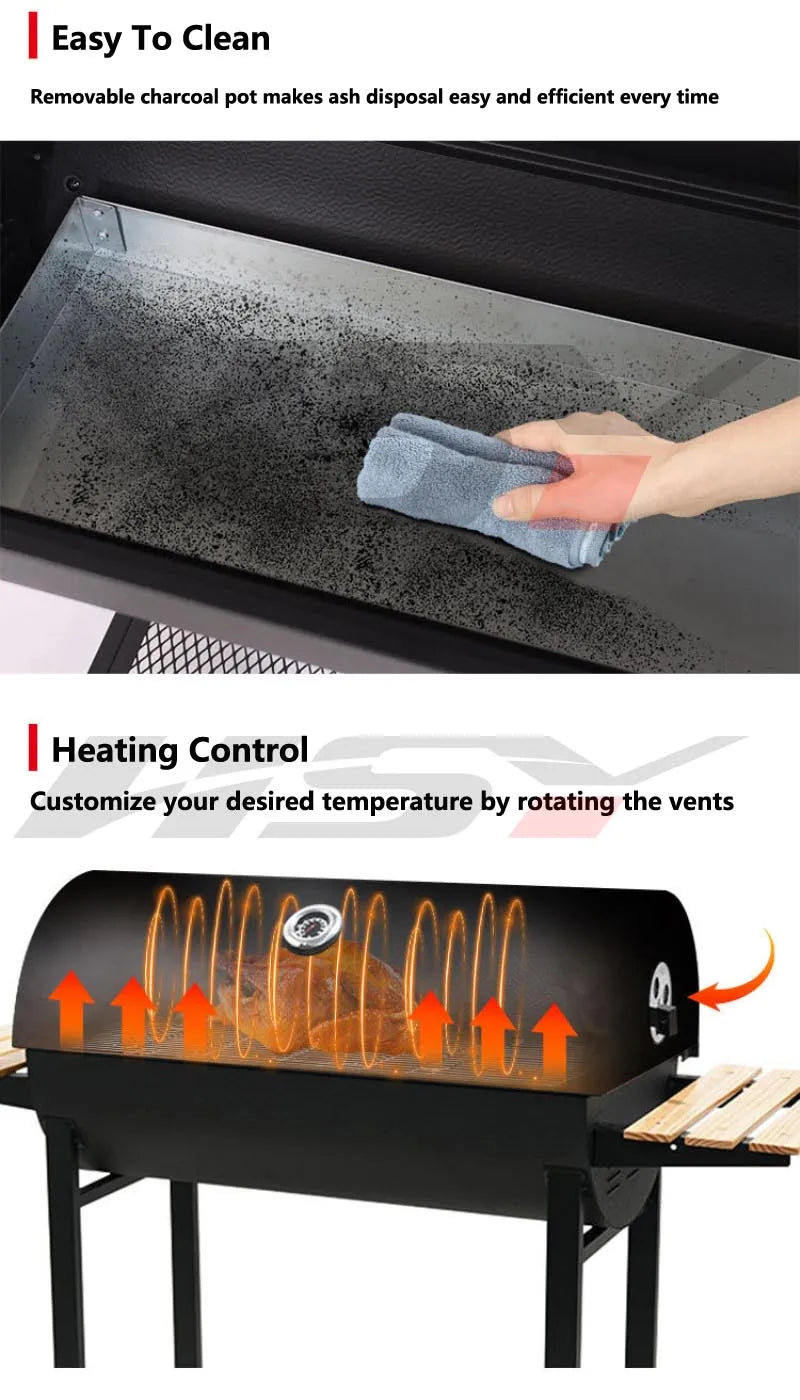 Household Charcoal Stove Outdoor American Barbecue Grill Outdoor Camping Baking Charcoal Grill Fish Grill Charcoal Smoke Grill