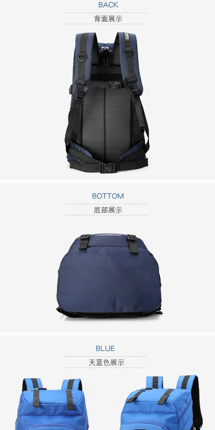 50L Waterproof Hiking Camping Travel Backpack Men Women Outdoor Large Capacity Mountain Climbing Bag Oxford Luggage Rucksack