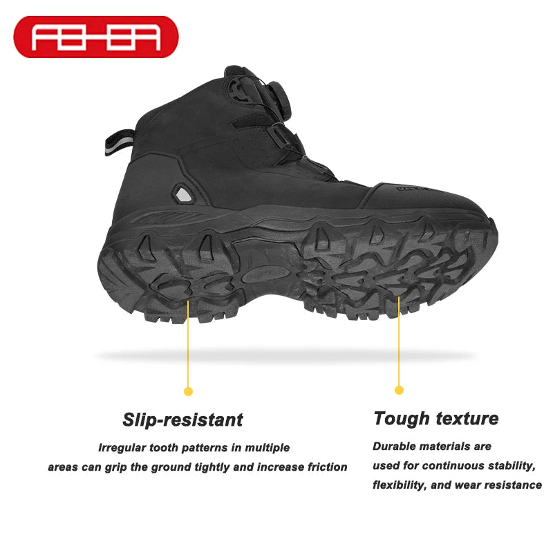 FEHER Motorcycle Boots BOA System CE Level 2 Foot Protection Hiking Shoes Waterproof All Season for Rider and Wilderness Climber