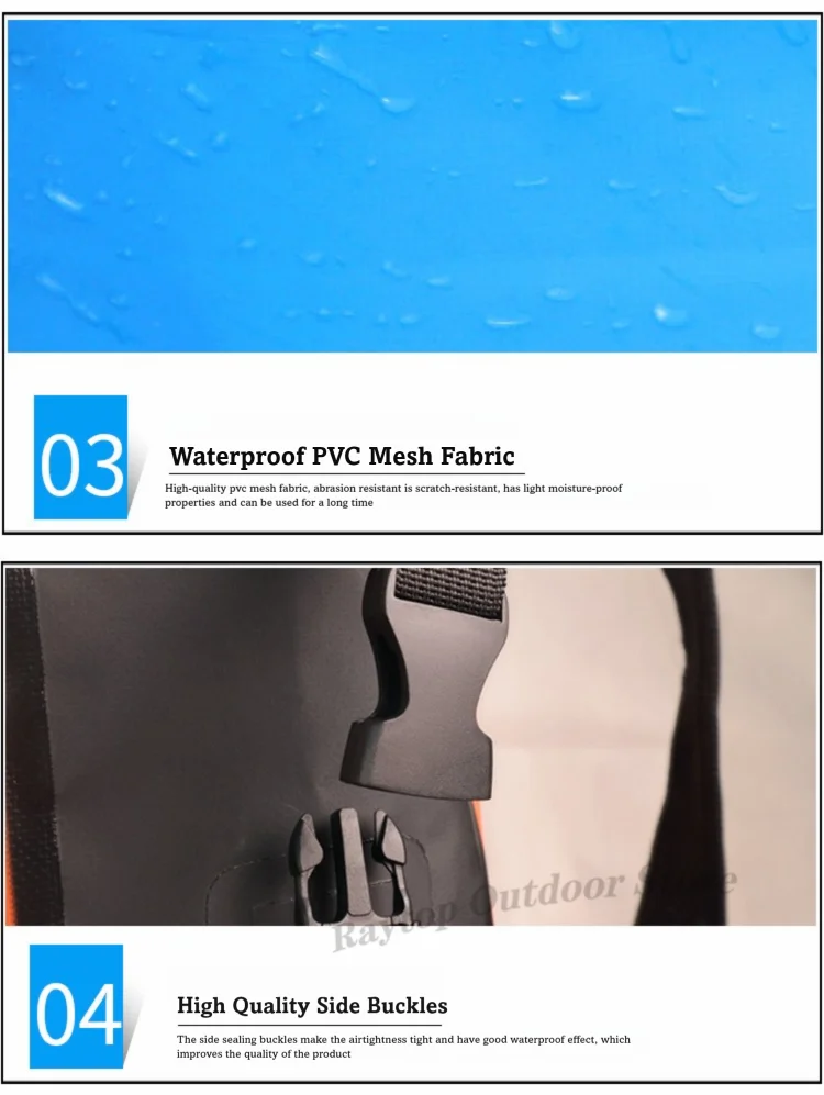 25L Foldable Hiking Bag Durable PVC Waterproof Rolltop Rucksack Backpack Abrasion-Resistant Shoulder Pack for Outdoor Adventures