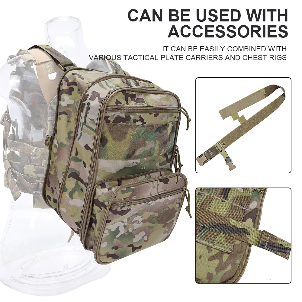 500D Nylon Tactical Flatpack D3 Backpack Hydration Carrier Expansible Molle Pouch Airsoft Multipurpose Vest Assault Travel Bag