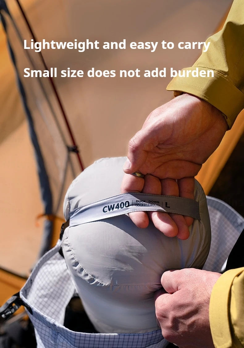 Naturehike CW400 Sleeping Bag Winter 650FP Duck Down Hooded Hiking Sleeping Bag 20D Nylon Waterproof Ultralight Envelope Warm