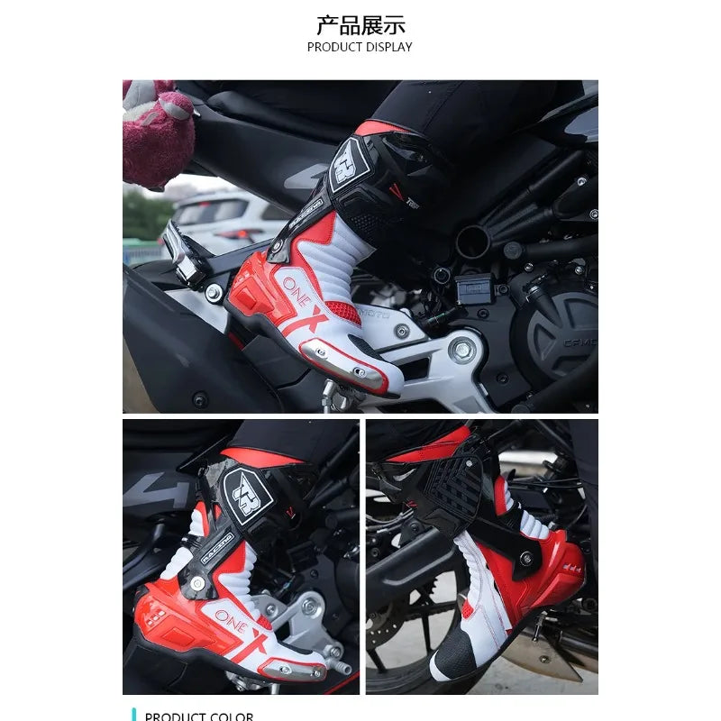 2PCS Motocross Boots Professional Protective Motorcycle Boots Motobots Windproof And Waterproof Men's Motorcycle Boots Motobots