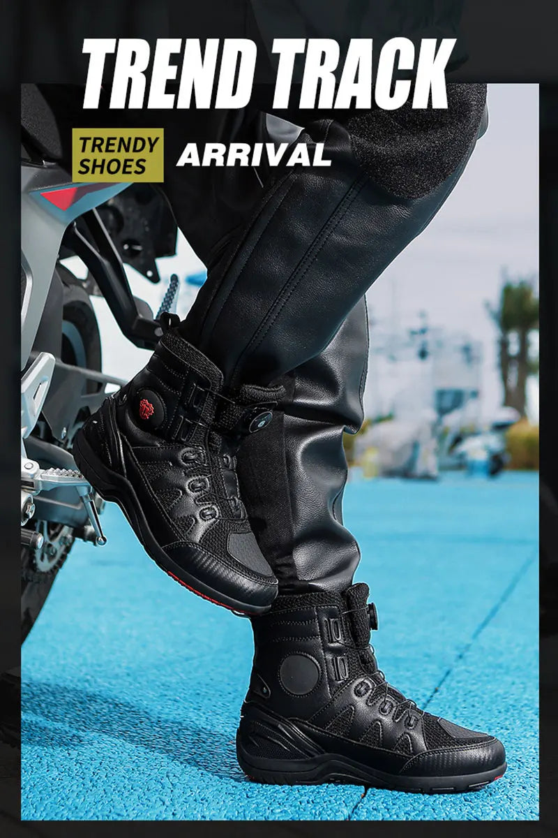 Men Motorcycle Boots New Waterproof Motorbike Riding Shoes Microfiber Breathable Men's Motorcycle Shoes Motos Bike Sport Boot
