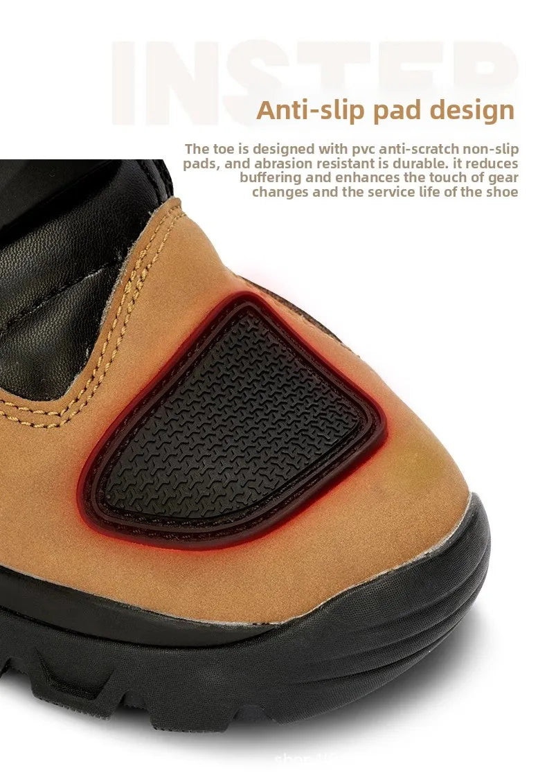 2PCS Waterproof Motorcycle Riding Boots Men Women Genuine Leather Adventure Touring Anti-Slip Protective All-Season CE Certified