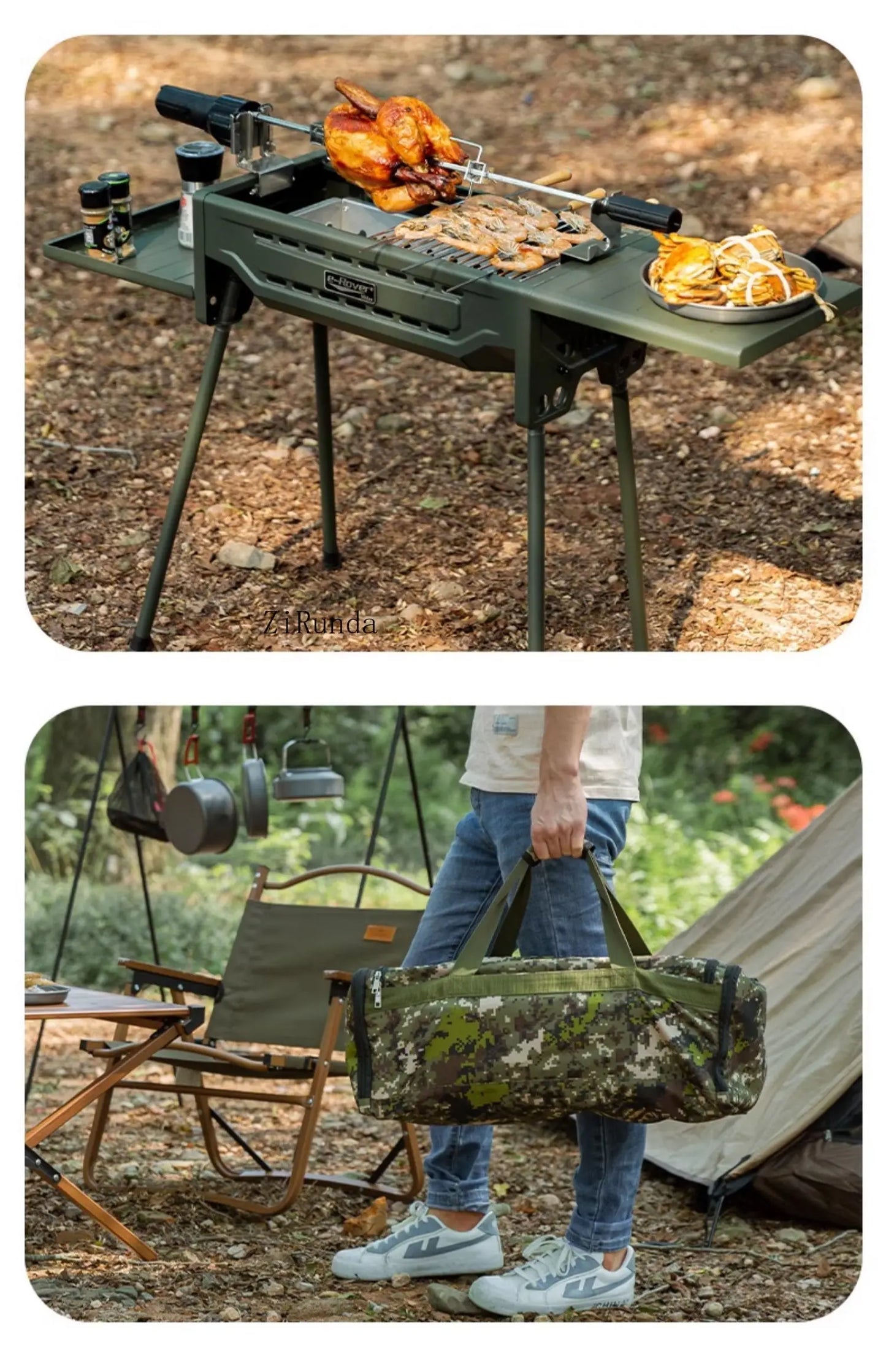 *Outdoor BBQ Grill Portable Household Charcoal Folding BBQ Shelf Non-Smoking Camping BBQ Stove