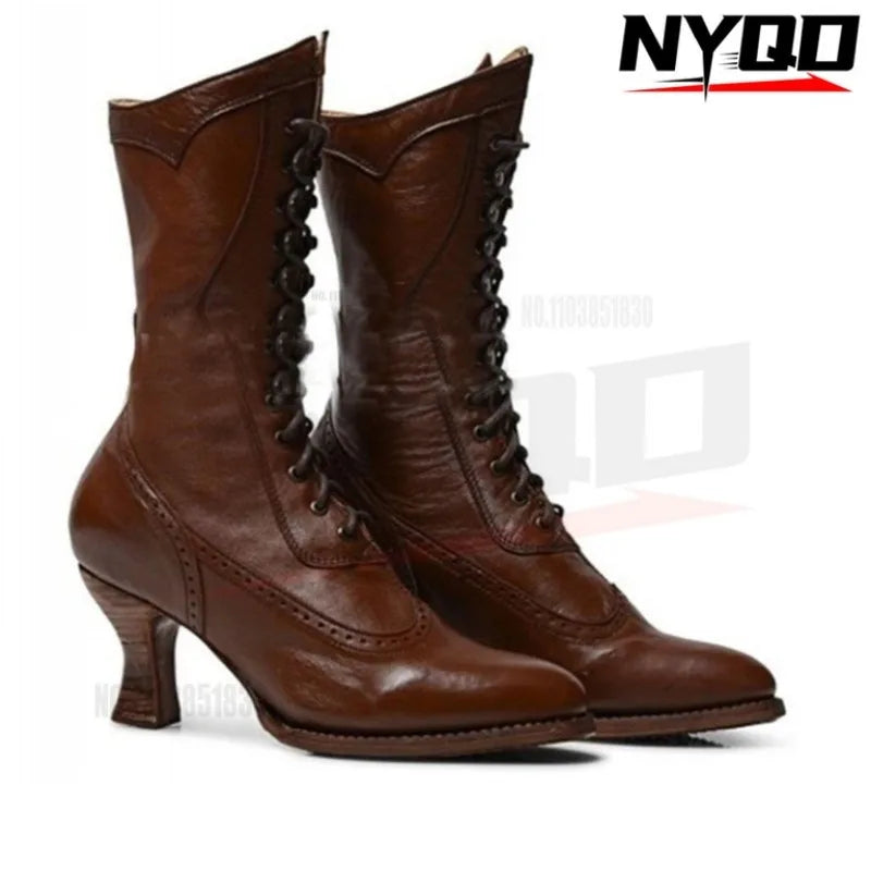 Motorcycle boots women pointed straps center heel women's boots wine glasses heel boots sizes 40-43 botas moto riding shoes