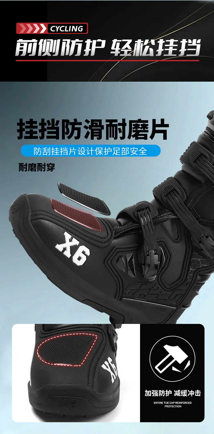 Motorcycle Boot Men Women Riding Mid-Calf Ankle Protective Shoes Moto Motorbike Equipment Racing Long Motorcycle Boots Men