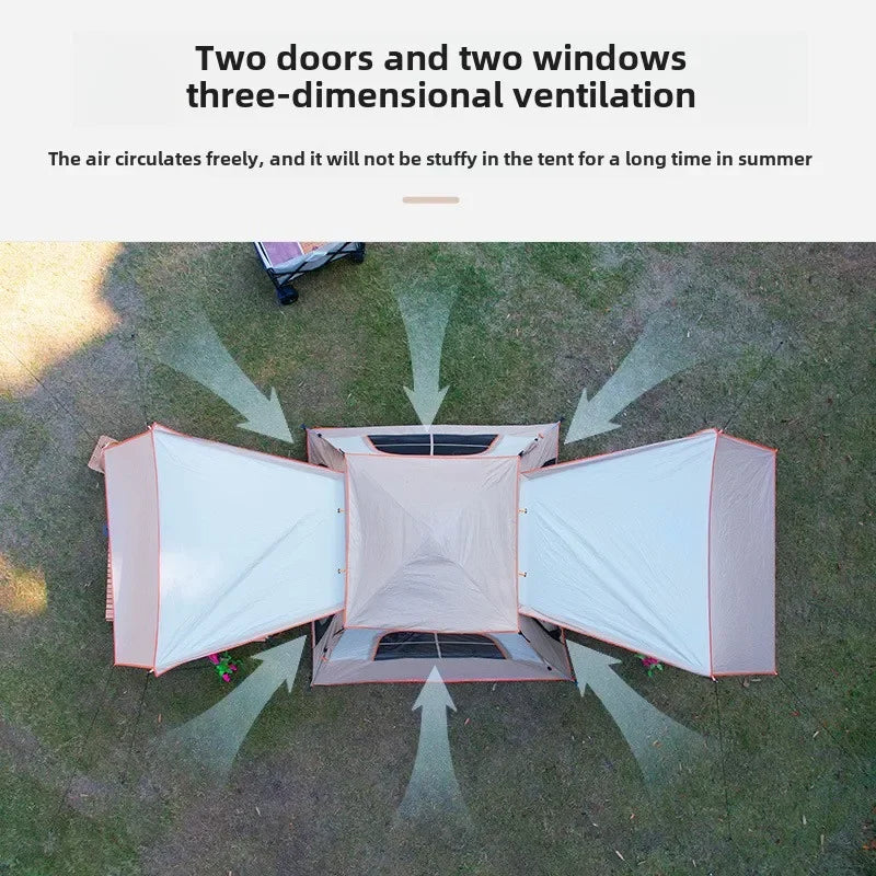 Outdoor Fully Automatic Quick-opening Two-in-one Canopy Vinyl Tent Double Doors and Double Windows 5-8 People Camping Tent