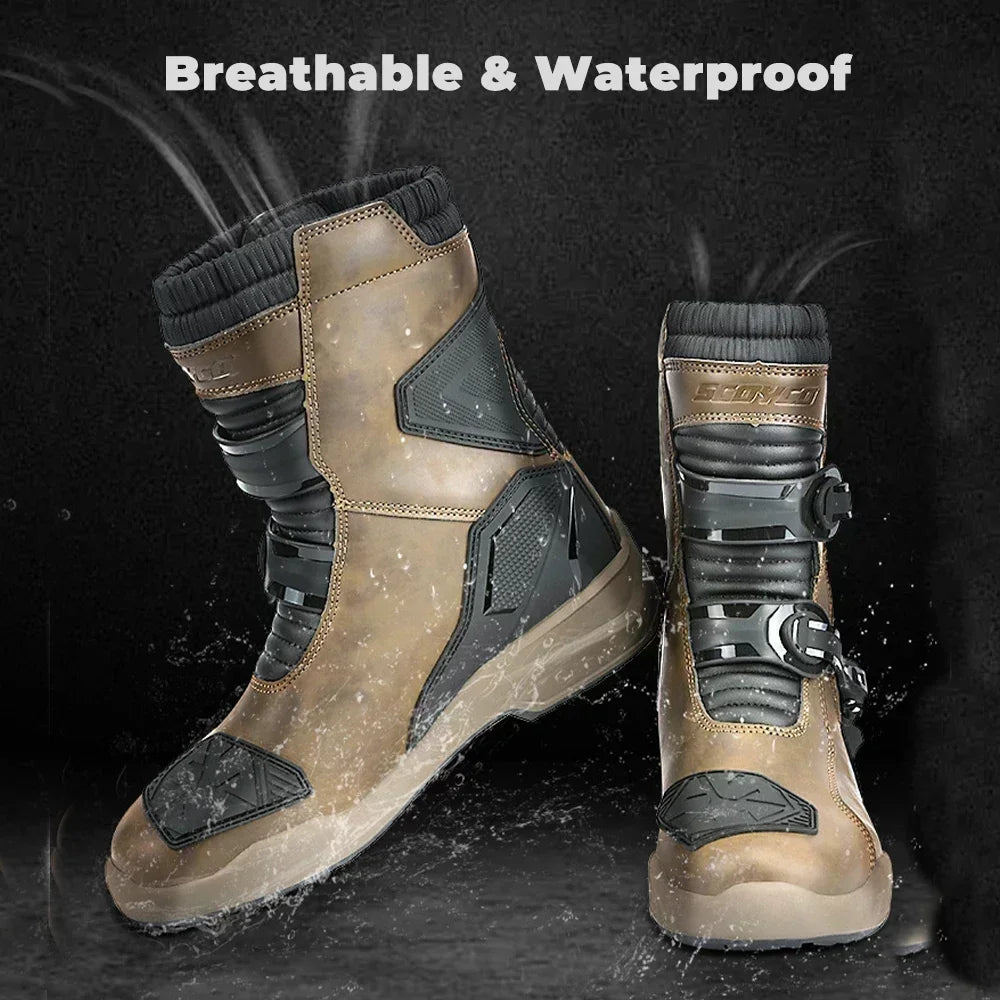 Motorcycle Long Boots Men Waterproof Motocross Riding Cycling Shoes Off-Road Motorbike Anti-drop Breathable Racing Equipment