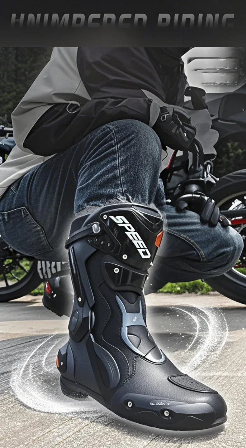 Off-Road Motorcycle Boots Men's Non-Slip Steel Toe Heavy Duty Design with Ankle Support & Shift Pad Shield for Dirt Bike