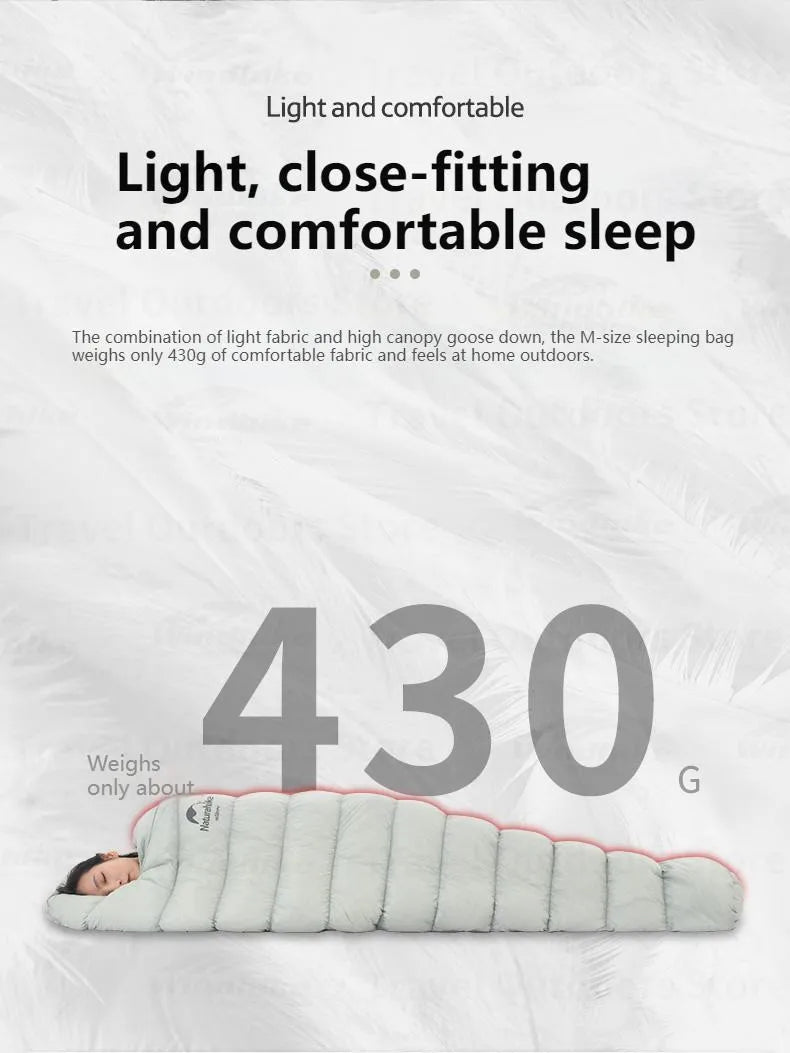 Naturehike Goose Down sleeping bags camping Ultralight Winter Gear Supplies Travel Waterproof folding Comfortable Tourism bag