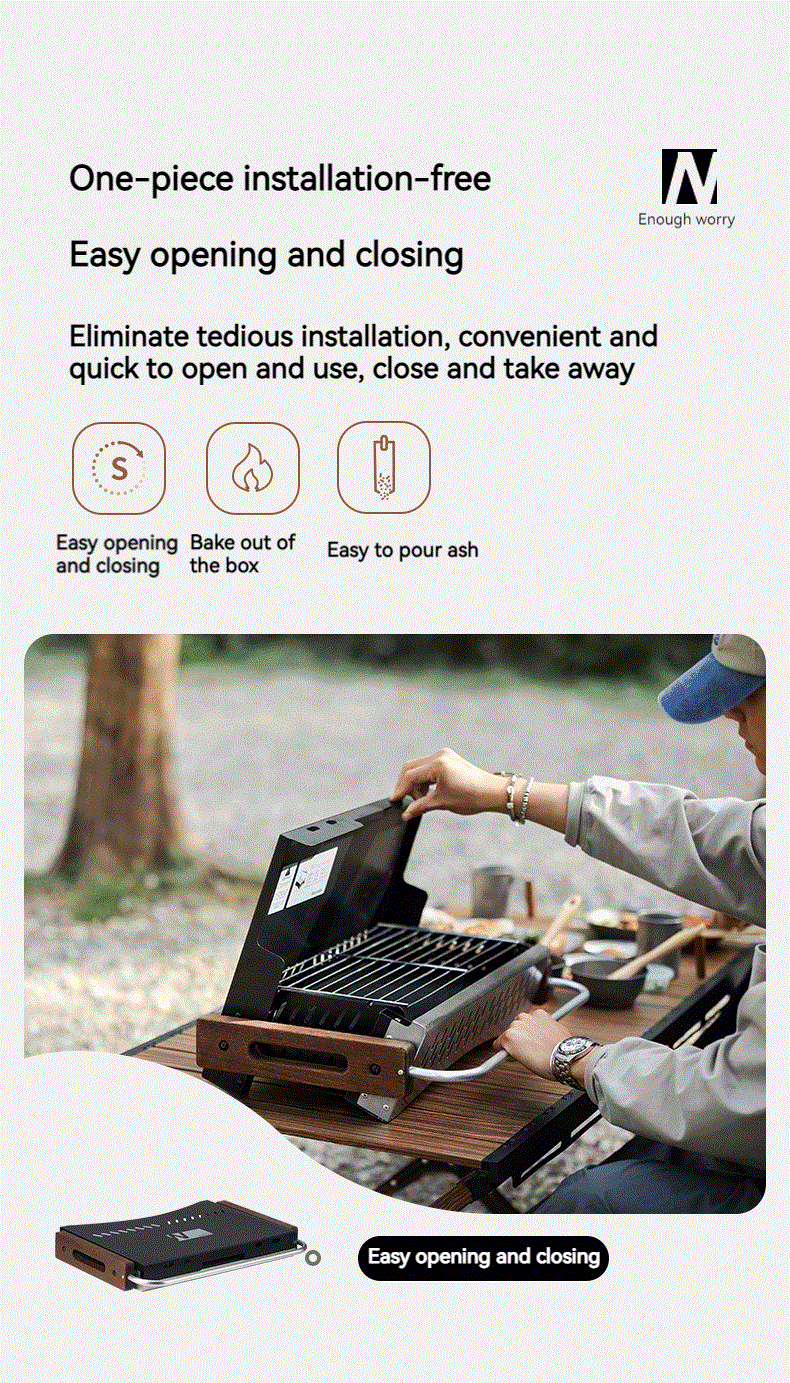 Naturehike Outdoor Portable Folding BBQ Grill Camping Enamel Charcoal Stove Ultralight Travel Picnic 4-8 Person Barbecue Stove