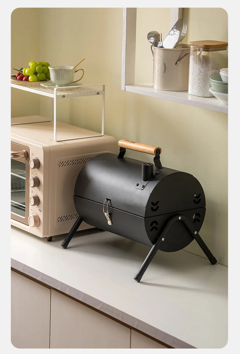 Multifunction  Portable Dual Purpose BBQ Grill Heating Stoves Camping Barbecue Grill Rack Net Firewood Stove Ironwork BBQ Grill