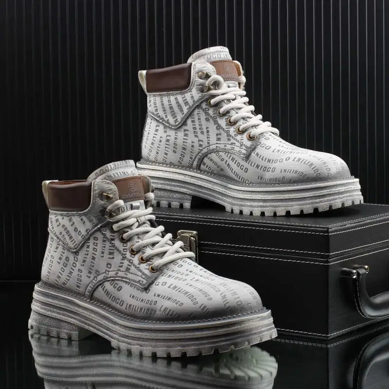 Motorcycle cycling shoes Ankle Boots Casual Sneaker Leather Shoes Loafers  Boots for Men Sports and Wear Round Toe Army Boots